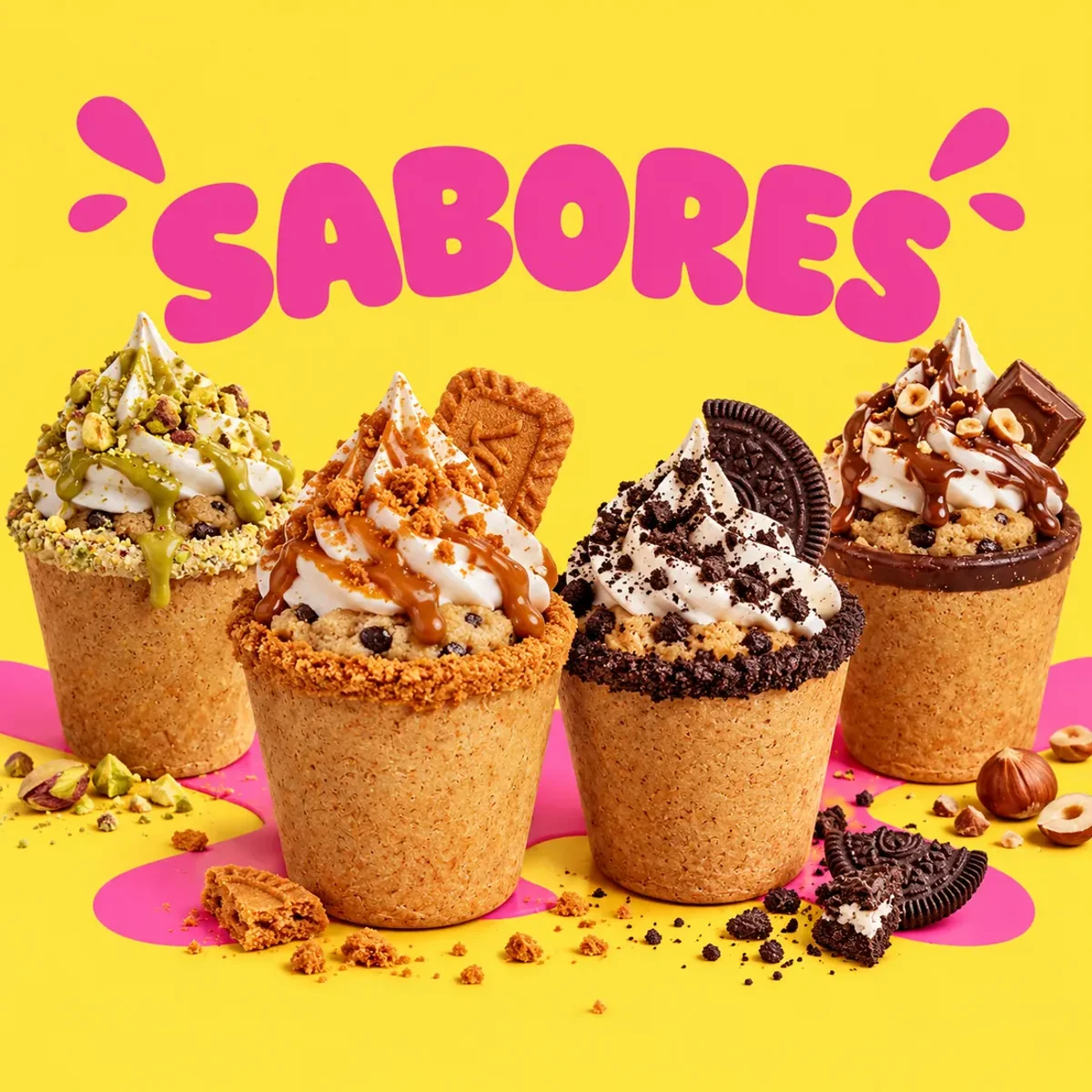 DOU Alfadou: cookie dough de dulce de leche estilo alfajor con yogur helado en vaso de galleta